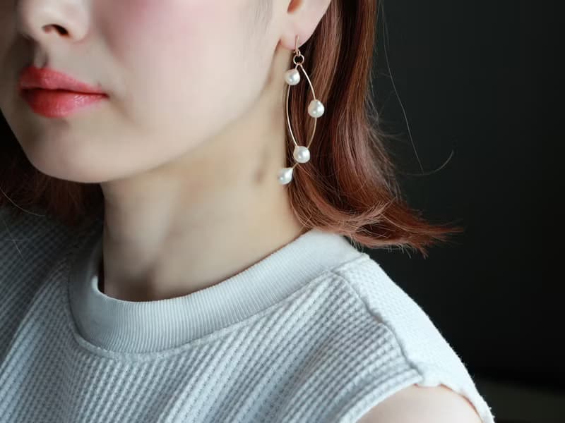 14kgf-whip pearl pierced earrings/can change to clip-on