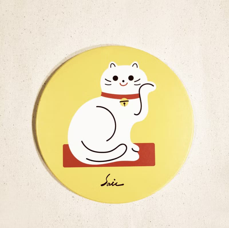 招財貓 喵 貓咪 白貓 陶瓷鍋墊 陶瓷杯墊 陶瓷 耐熱 抗熱 鍋墊