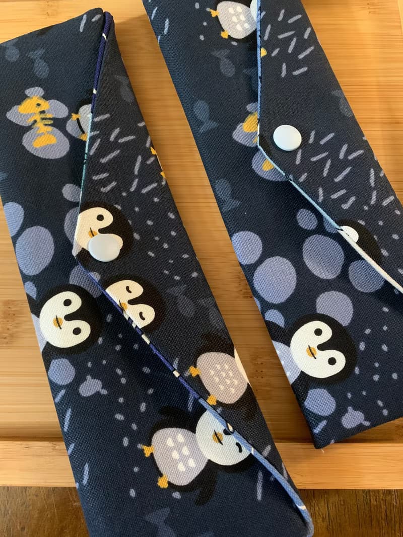 文青風環保純棉筷袋  企鵝想飛 沈穩藍 日本 潮物 收納 手作餐具