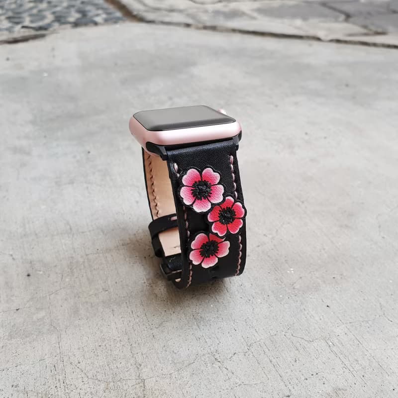 Apple Flower Band皮革手錶錶帶