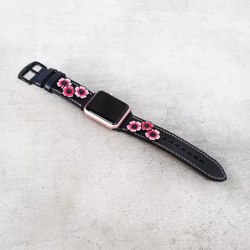 Apple Flower Band皮革手錶錶帶