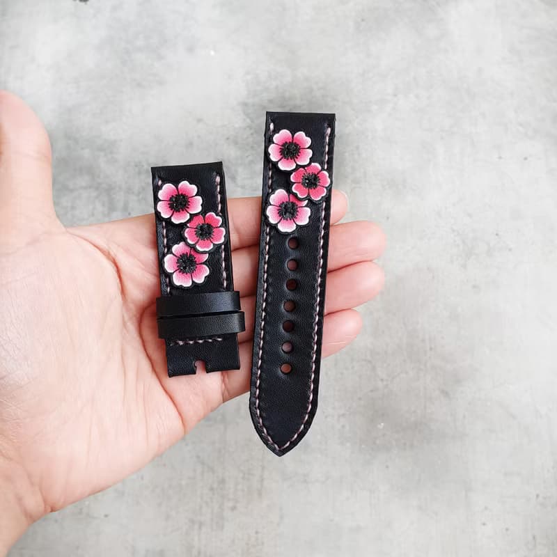 Apple Flower Band皮革手錶錶帶