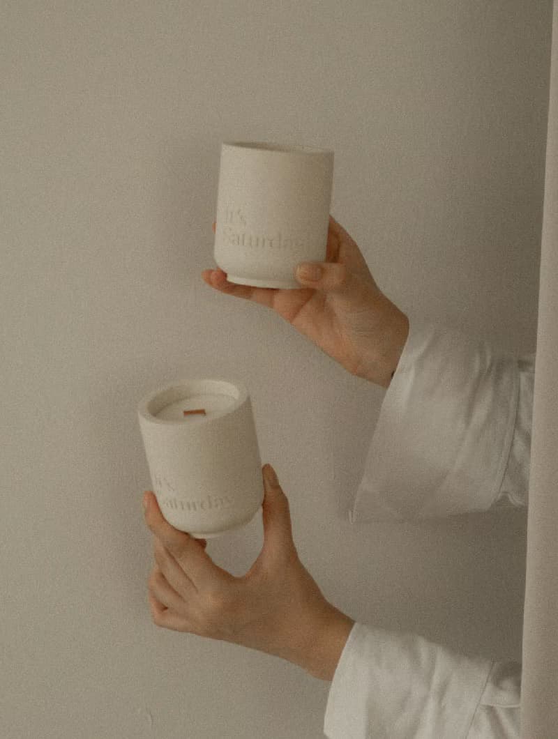 It's Saturday 木質乳香 手工水泥杯大豆蠟燭 No.018 寂靜沙丘