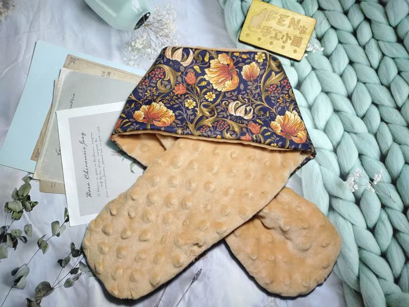 韓國薄棉布料優雅古典橘花款蝴蝶結手作圍脖-不分年齡圍脖-短圍巾