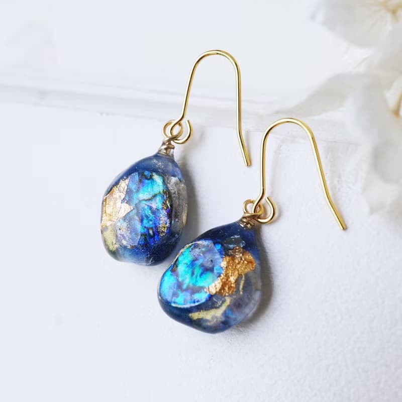 海色のガラスアートjewelryピアスorイヤリング
