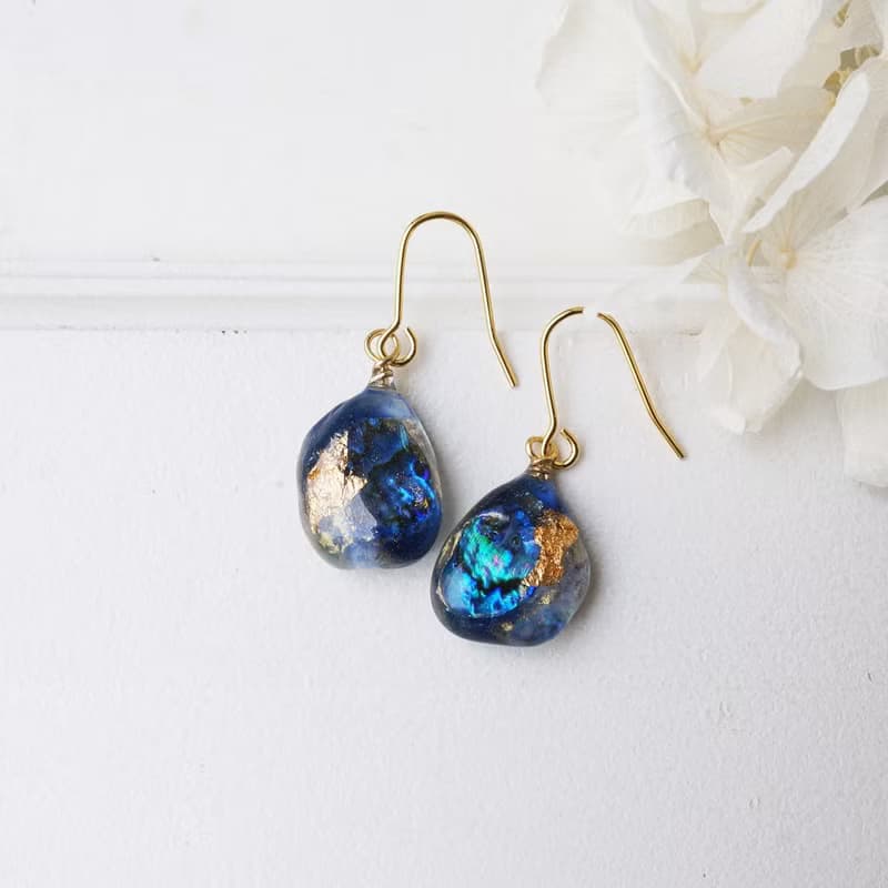 海色のガラスアートjewelryピアスorイヤリング