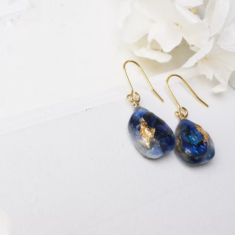 海色のガラスアートjewelryピアスorイヤリング