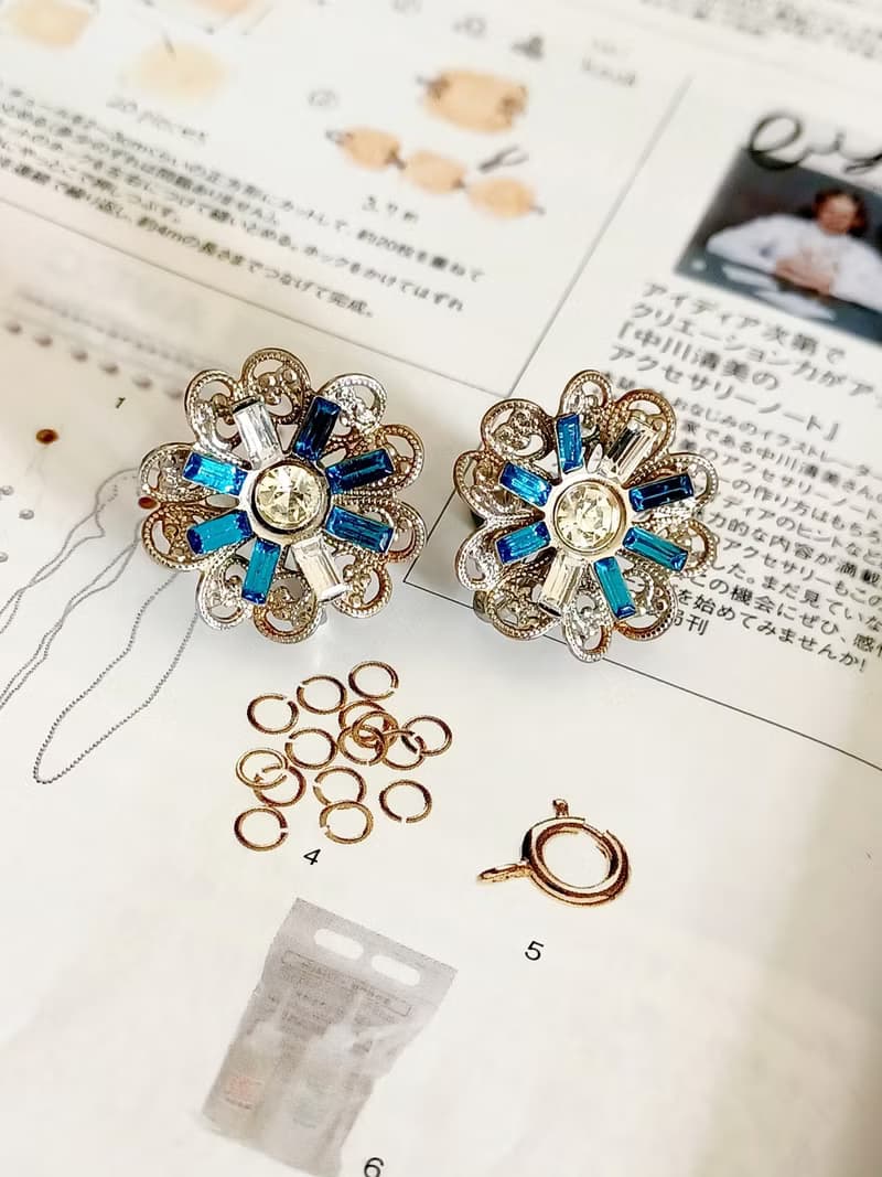 vintage jewelry  典雅簍空精雕萊茵花卉 夾式耳環