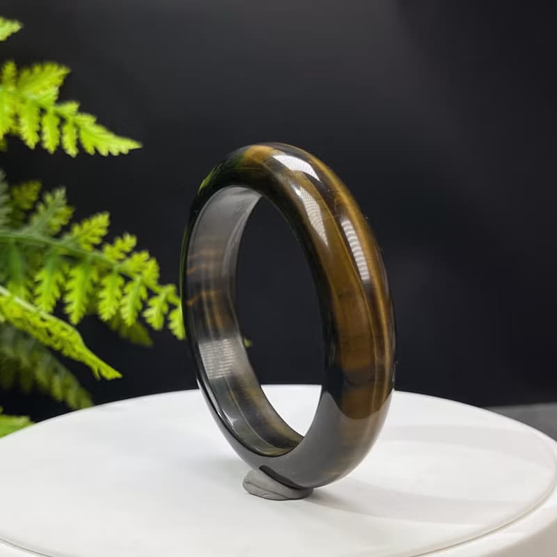 黃色虎眼石手鐲 55MM 聚寶盆一線天 金虎睛石手環 魅力 激發勇氣