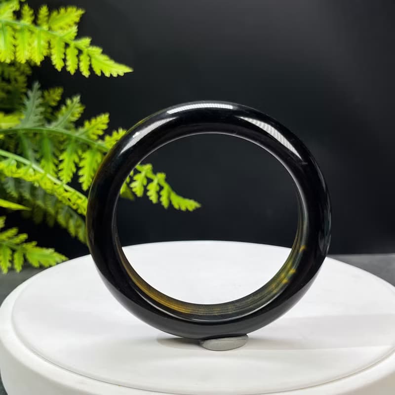 黃色虎眼石手鐲 55MM 聚寶盆一線天 金虎睛石手環 魅力 激發勇氣