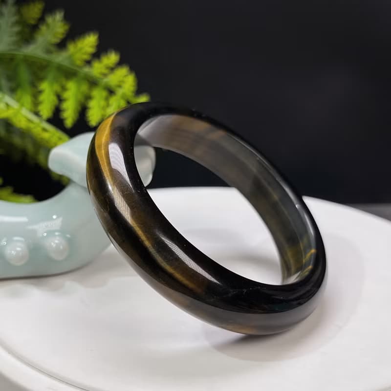 黃色虎眼石手鐲 55MM 聚寶盆一線天 金虎睛石手環 魅力 激發勇氣