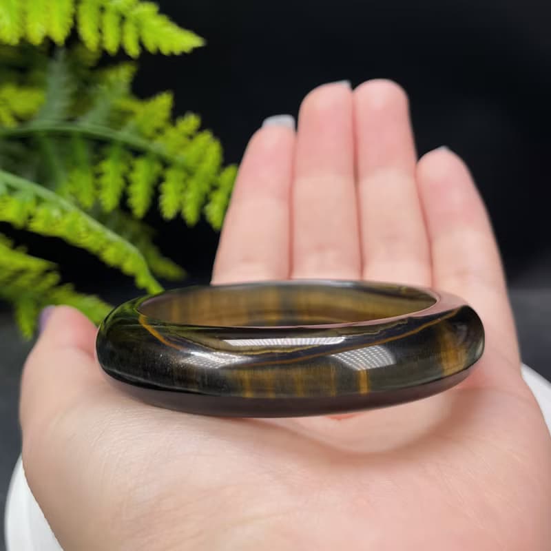 黃色虎眼石手鐲 55MM 聚寶盆一線天 金虎睛石手環 魅力 激發勇氣