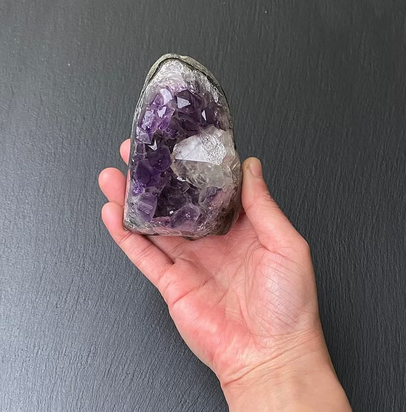 招財開運-天然原礦異象紫晶鎮共生彩虹方解石 消磁淨化 快速出貨