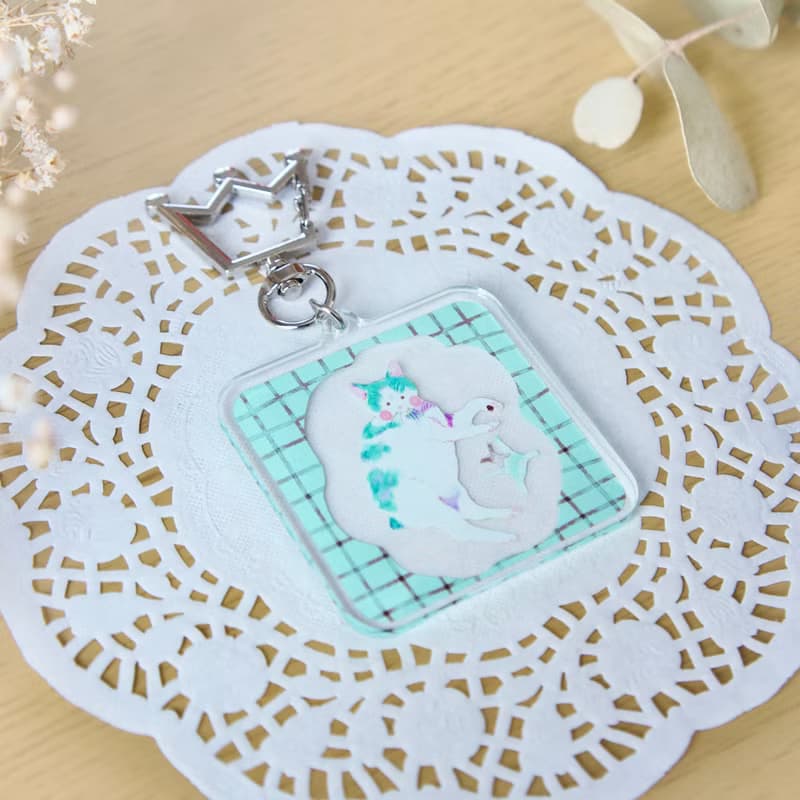 チョコミントなねこのアクリルキーホルダー