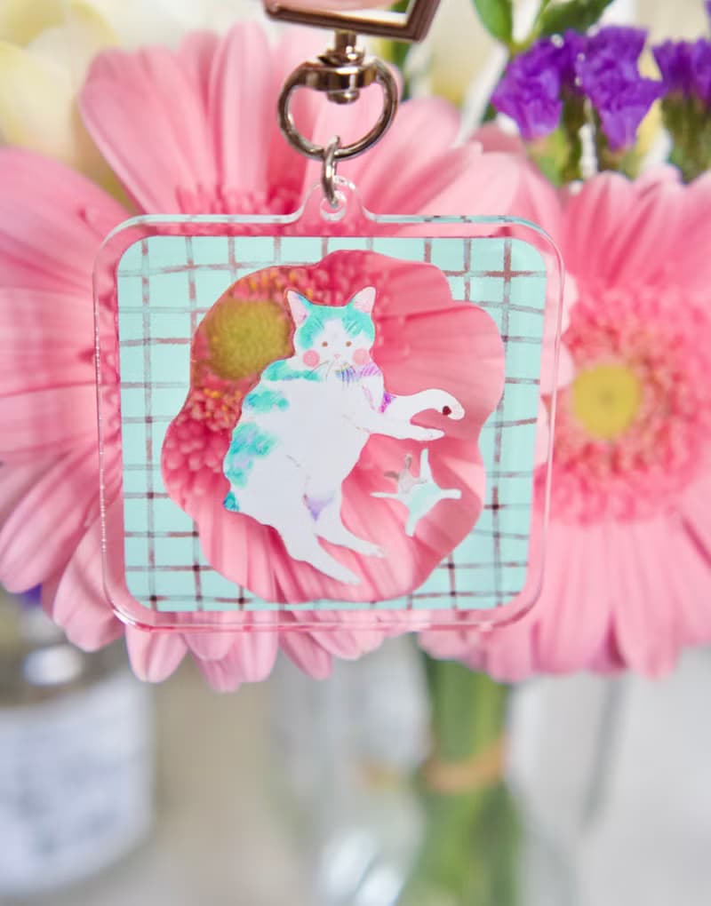 チョコミントなねこのアクリルキーホルダー