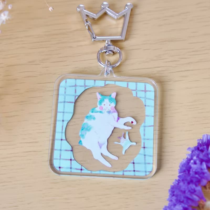 チョコミントなねこのアクリルキーホルダー