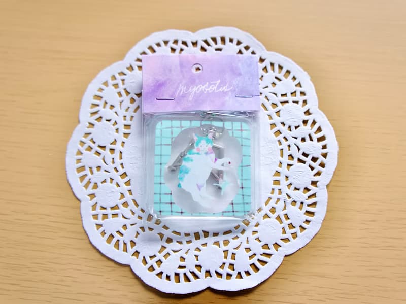 チョコミントなねこのアクリルキーホルダー