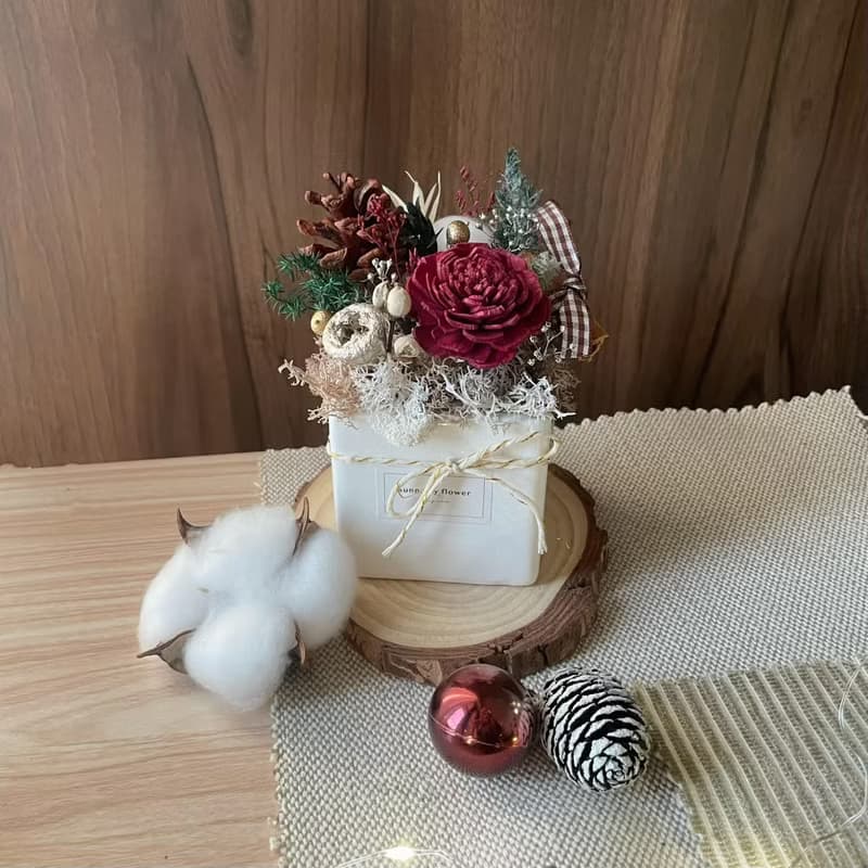 【聖誕擴香盆花】聖誕節 交換禮物 聖誕禮物 聖誕花圈 乾燥盆花