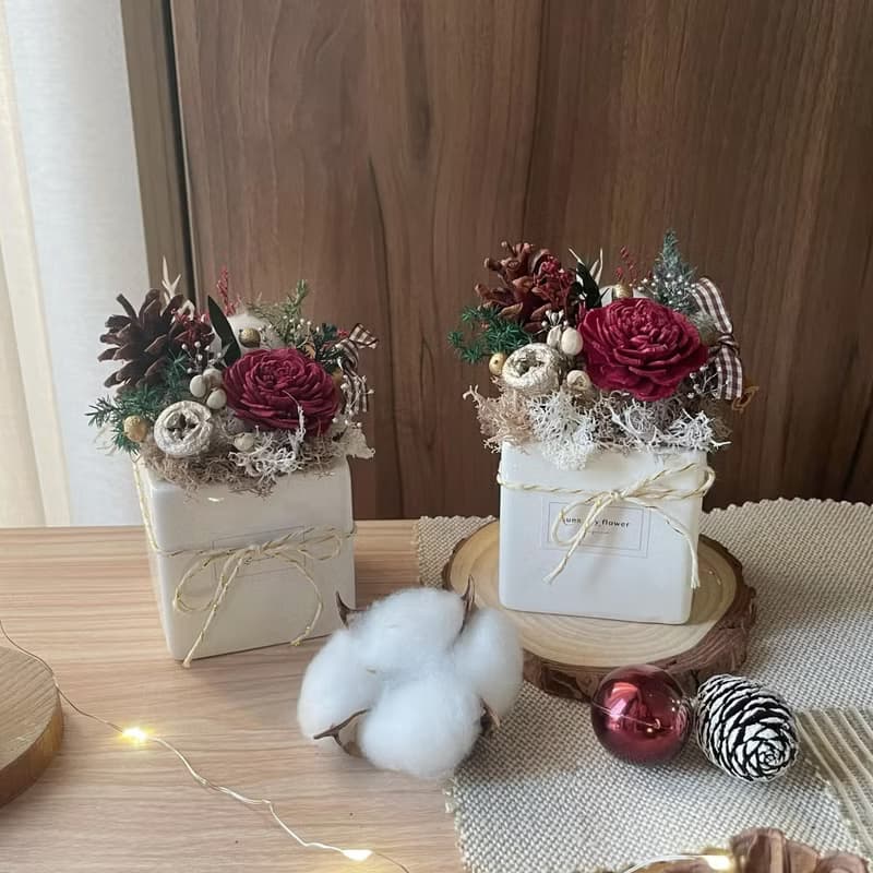 【聖誕擴香盆花】聖誕節 交換禮物 聖誕禮物 聖誕花圈 乾燥盆花