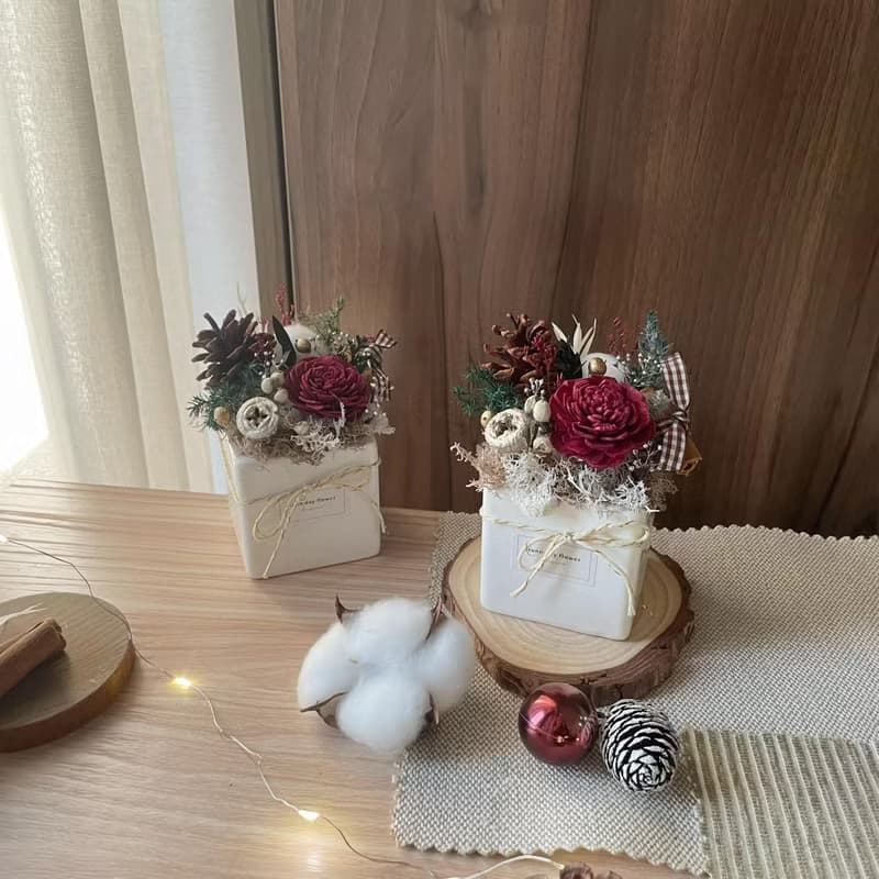 【聖誕擴香盆花】聖誕節 交換禮物 聖誕禮物 聖誕花圈 乾燥盆花