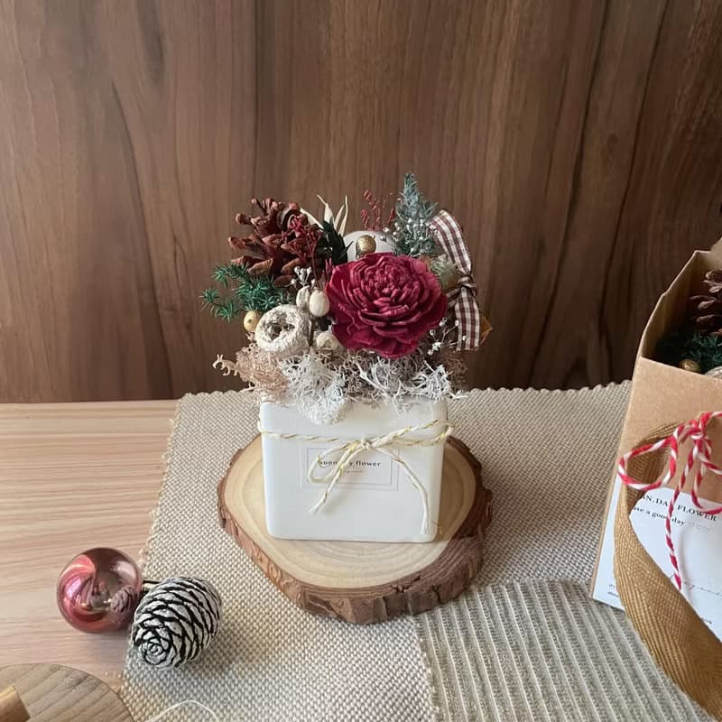 【聖誕擴香盆花】聖誕節 交換禮物 聖誕禮物 聖誕花圈 乾燥盆花