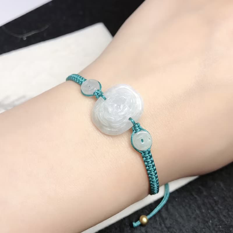 冰種翡翠花花編織手鍊 | 天然緬甸A貨翡翠 | 送禮