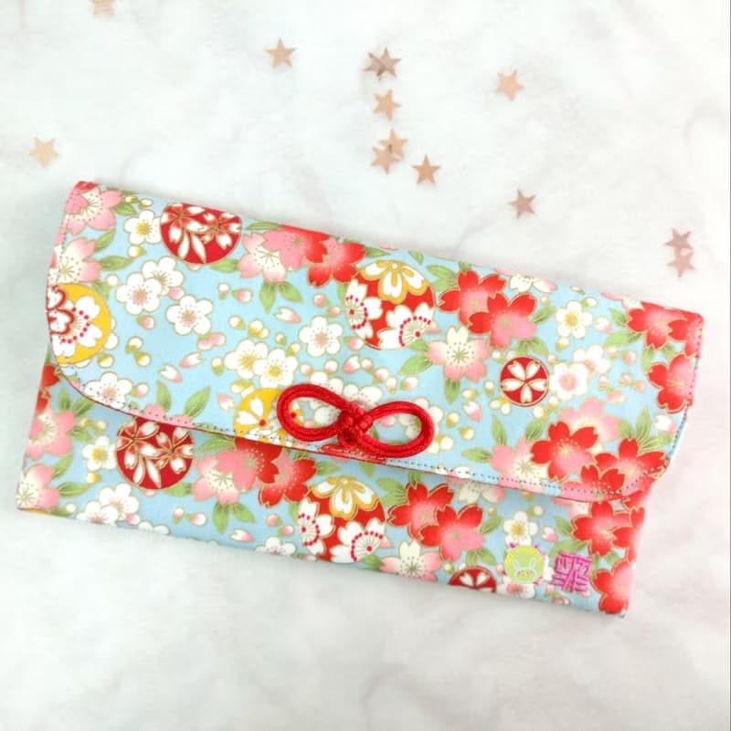 免費繡名字。彩球櫻花-2款可選。布紅包袋 / 口罩收納袋