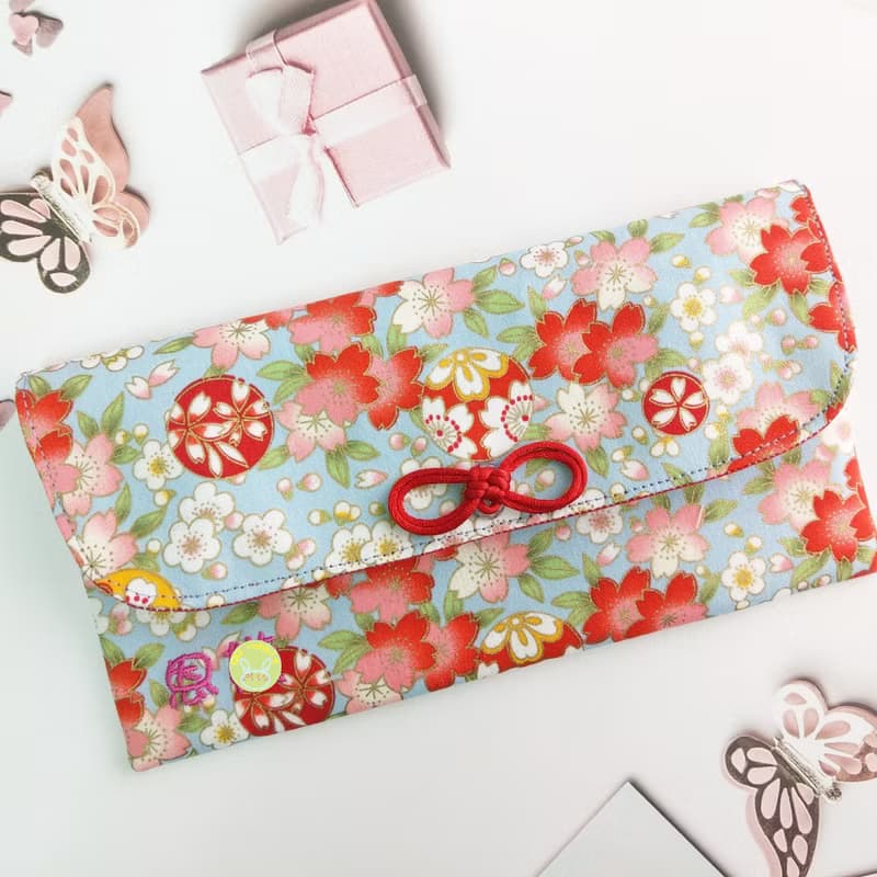 免費繡名字。彩球櫻花-2款可選。布紅包袋 / 口罩收納袋