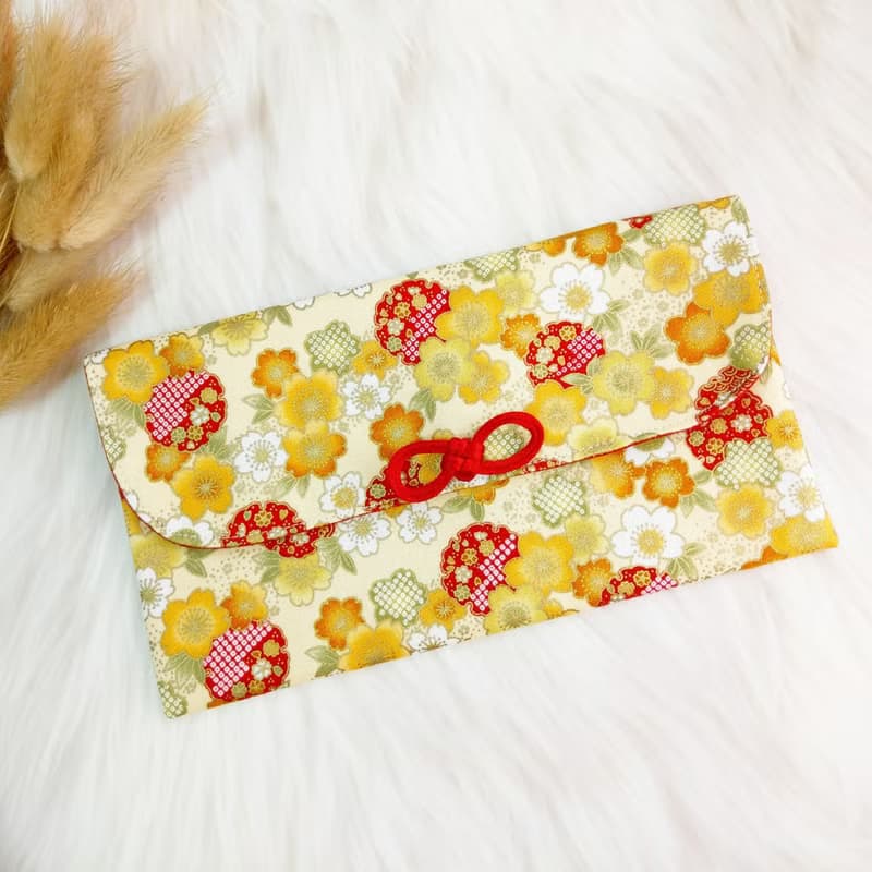 免費繡名字。彩球櫻花-2款可選。布紅包袋 / 口罩收納袋