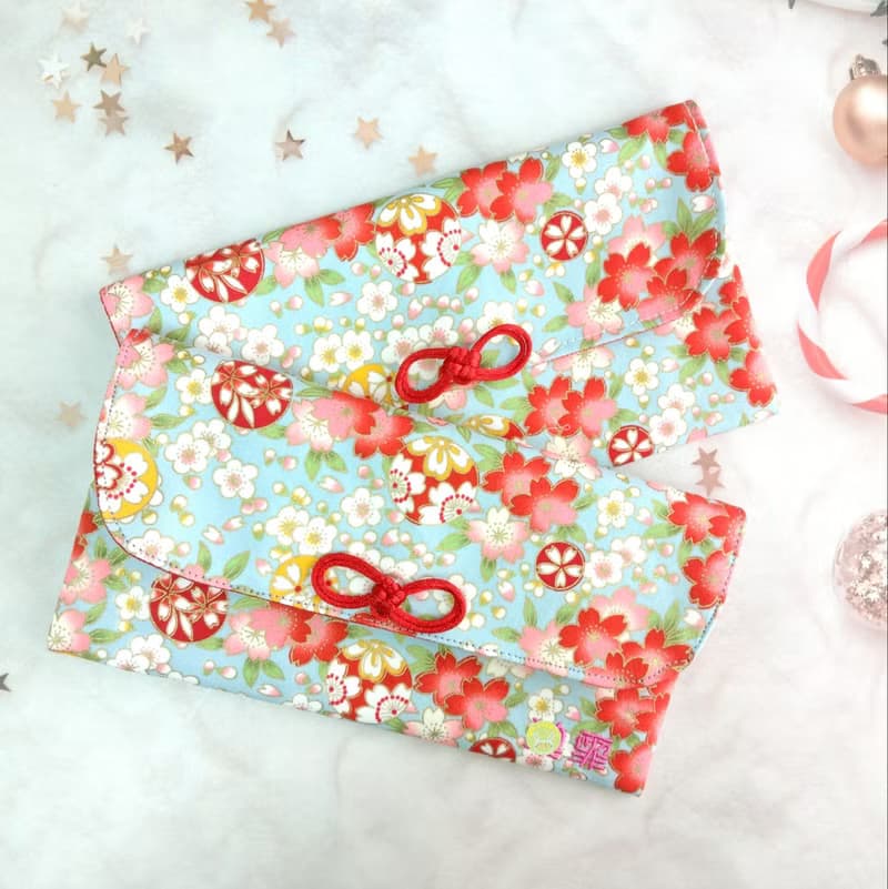免費繡名字。彩球櫻花-2款可選。布紅包袋 / 口罩收納袋