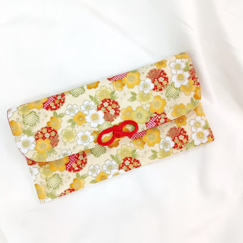 免費繡名字。彩球櫻花-2款可選。布紅包袋 / 口罩收納袋