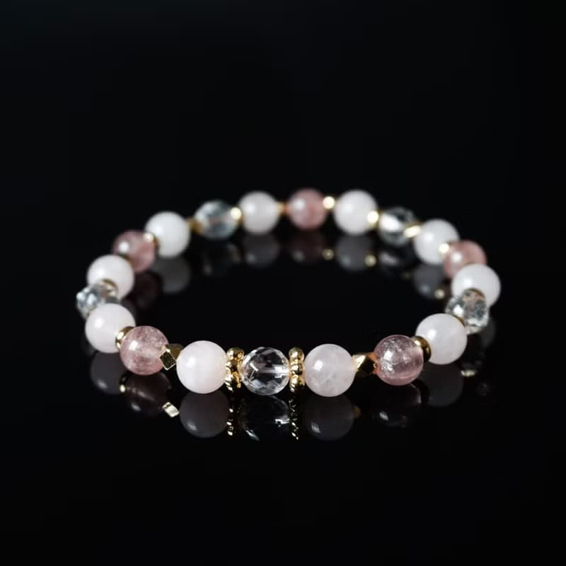 春舞芭蕾 // 草莓晶粉晶白水晶 手鍊 // 桃花 人緣 貴人運