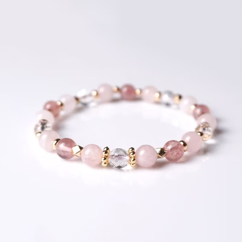 春舞芭蕾 // 草莓晶粉晶白水晶 手鍊 // 桃花 人緣 貴人運