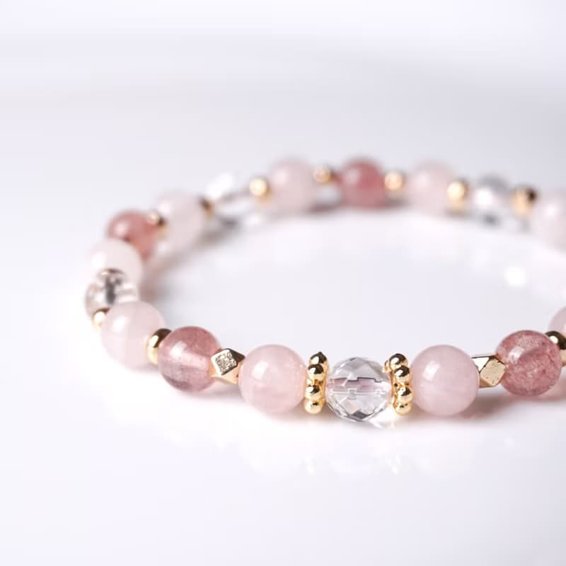 春舞芭蕾 // 草莓晶粉晶白水晶 手鍊 // 桃花 人緣 貴人運