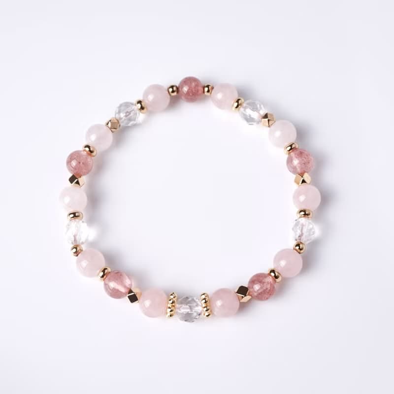 春舞芭蕾 // 草莓晶粉晶白水晶 手鍊 // 桃花 人緣 貴人運