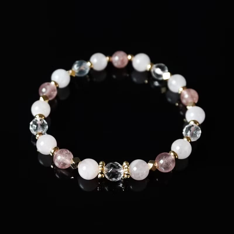 春舞芭蕾 // 草莓晶粉晶白水晶 手鍊 // 桃花 人緣 貴人運