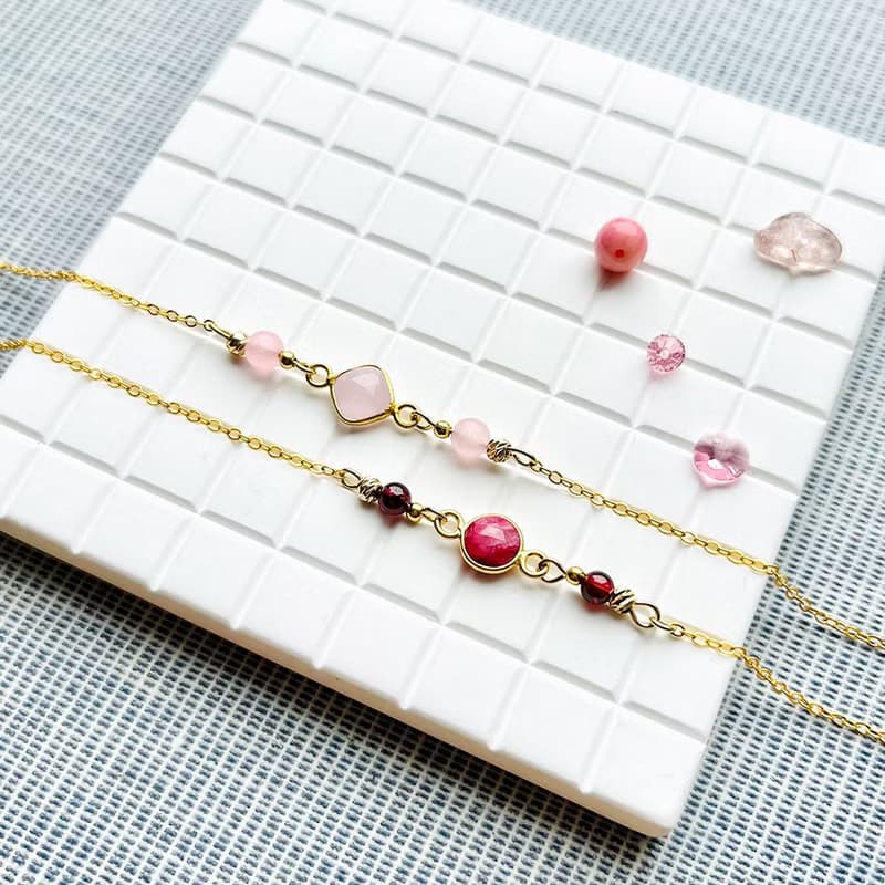 聖誕 交換禮物 925純銀 幸運寶石手鍊 法國奶奶系列 多色選 長度