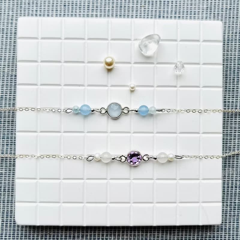 聖誕 交換禮物 925純銀 幸運寶石手鍊 法國奶奶系列 多色選 長度