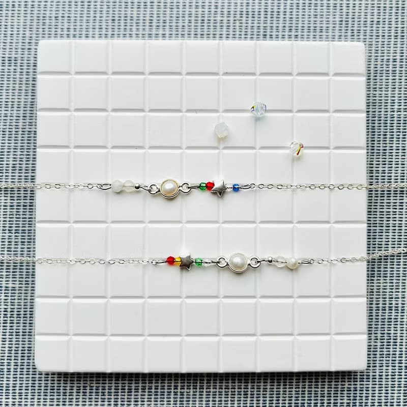 聖誕 交換禮物 925純銀 幸運寶石手鍊 法國奶奶系列 多色選 長度