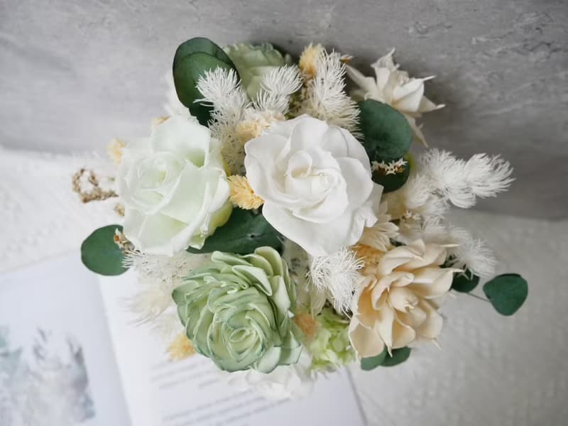 自然型手綁不凋捧花【薄荷森林】永生花/拍婚紗/登記結婚花束