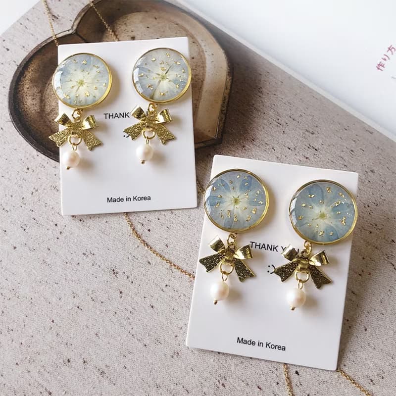【茜作】乾燥花手工定制 耳釘 耳環 耳夾 耳墜 聖誕禮物經典設計