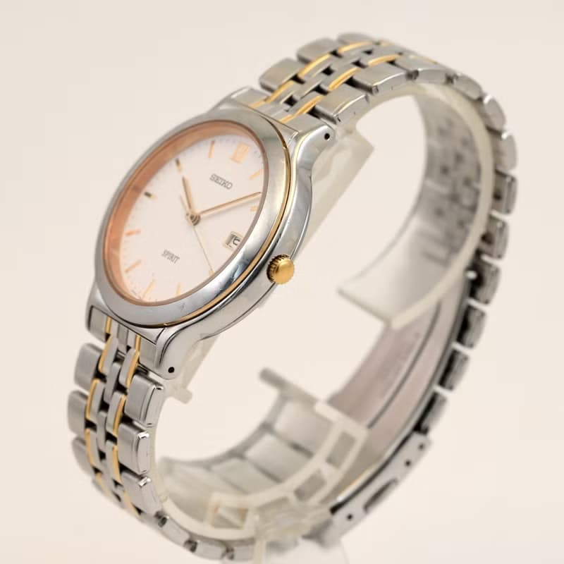 SEIKO SPRIT 1996年製 男性用腕時計 Round shape クォーツ White Tone Dial Ref.7N22-6A80 手錶 古董錶