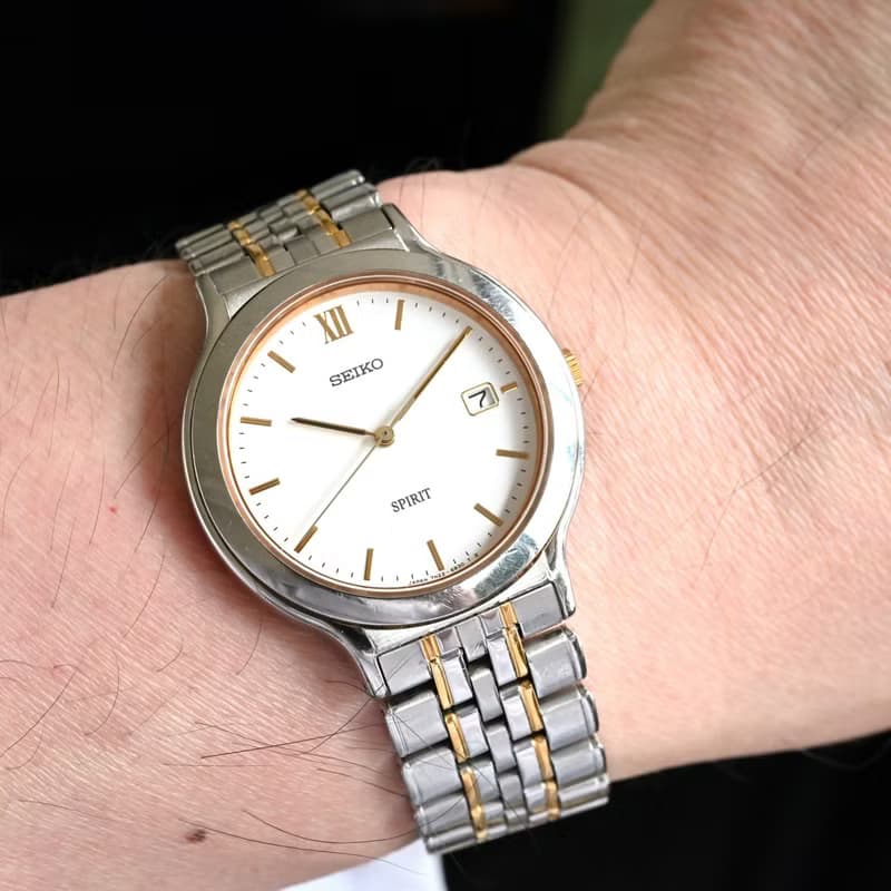 SEIKO SPRIT 1996年製 男性用腕時計 Round shape クォーツ White Tone Dial Ref.7N22-6A80 手錶 古董錶