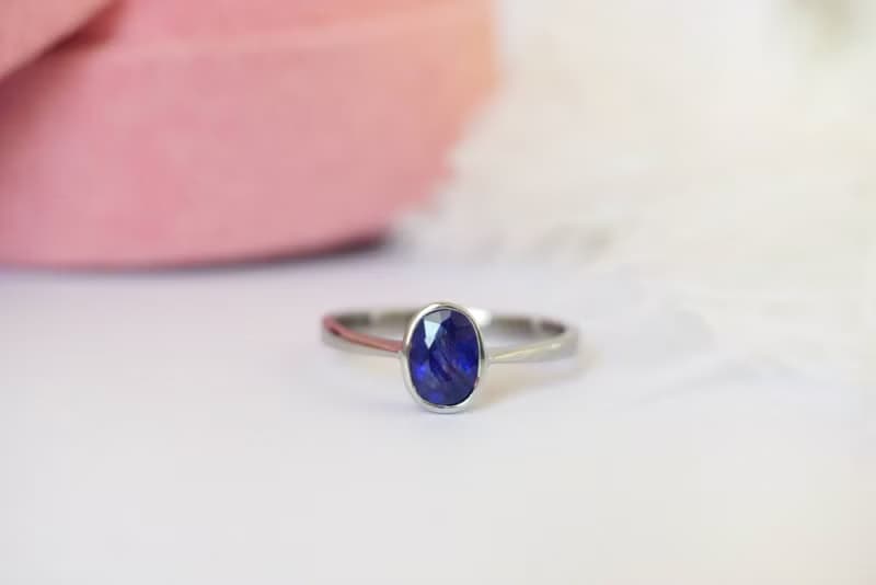 Natural Blue Sapphire Ring Silver 925