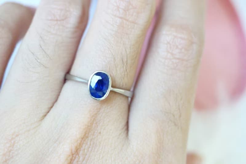 Natural Blue Sapphire Ring Silver 925