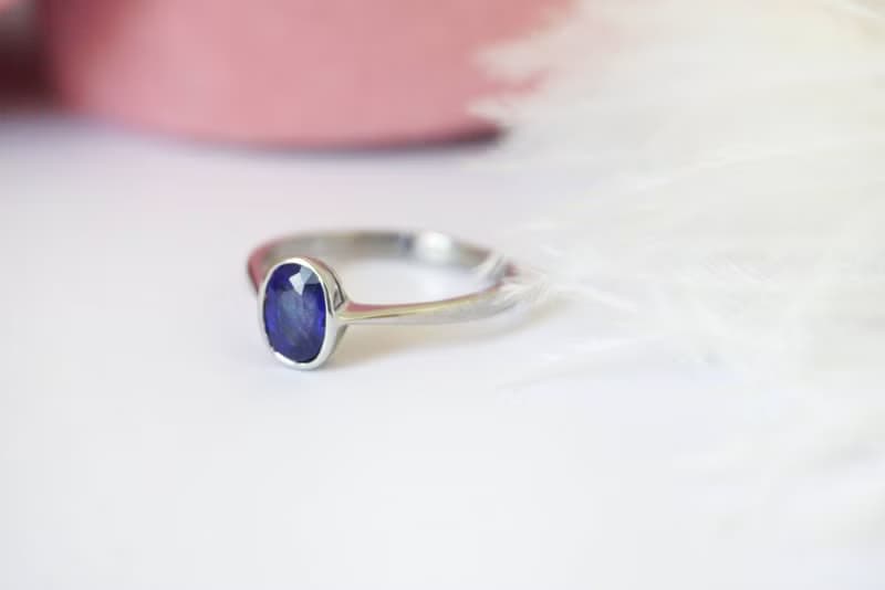 Natural Blue Sapphire Ring Silver 925