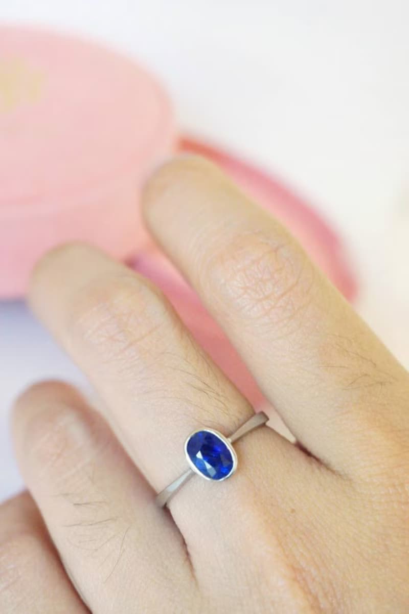 Natural Blue Sapphire Ring Silver 925