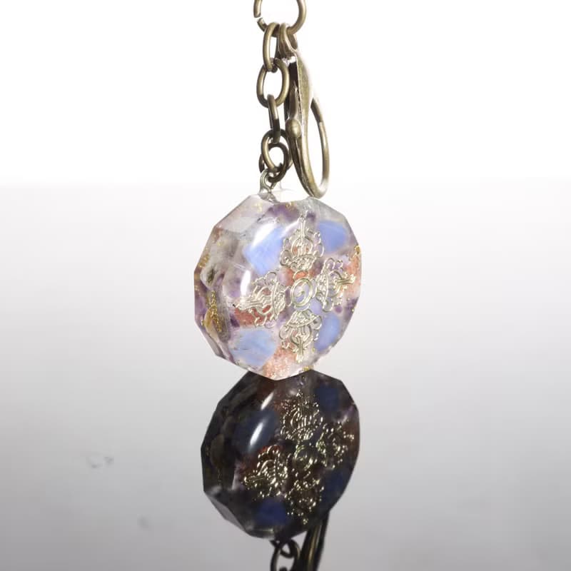 【聖誕飾品】大智慧四向金剛杵吊飾鑰匙圈-水晶療癒豐盛信心祝