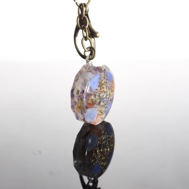 【聖誕飾品】大智慧四向金剛杵吊飾鑰匙圈-水晶療癒豐盛信心祝