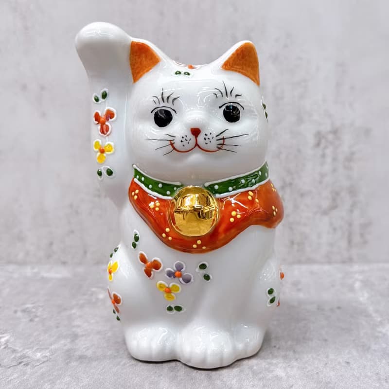 【碎花迎祥】日本九谷燒招財貓 | 小花4號